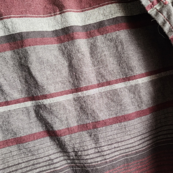 Arizona Jean maroon and grey striped long sleeve button up shirt Size M 10/12 - Picture 8 of 10